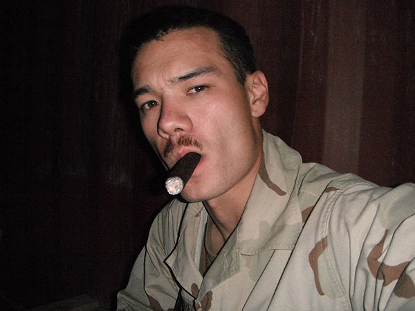 ET3 Hallenbeck enjoying a nice maduro at Camp Krutke aboard Camp Leatherneck in Afghanistan.Naval Mobile Construction Battalion 5Fall 2010