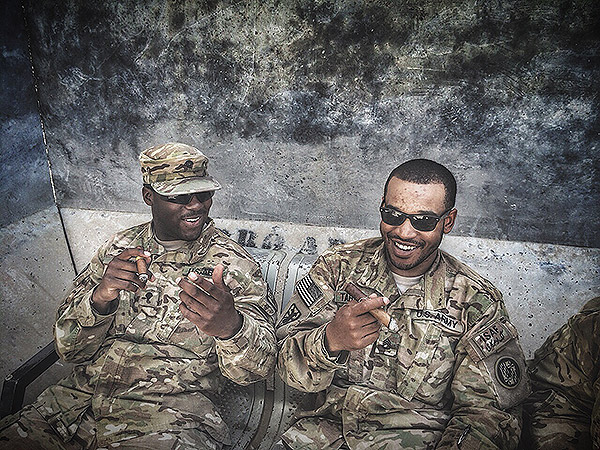 L to R: SPC Smith, SSG Tarrant in Afghanistan during "Operation Enduring Freedom" 2013-14. "Just started smoking cigars and was referred to CI. After a successful mission we are celebrating with cigars from CI. Look forward to future purchases as we where pleased with our first one."