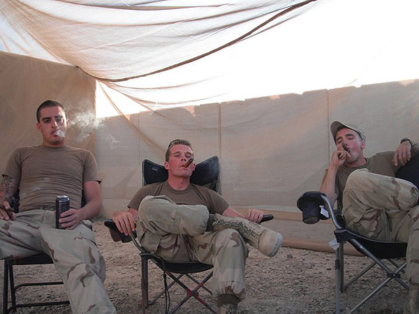 2 Electronic Technicians and an Information Systems Technician enjoying ACID Kuba Kuba&rsquo;s at Camp Krutke aboard Camp Leatherneck in Afghanistan.Naval Mobile Construction Battalion 5Fall 2010