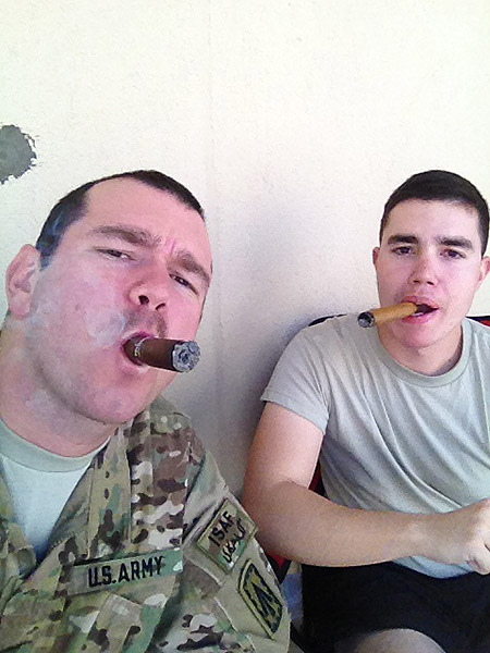Pictures of troops enjoying cigar Fridays in Afghanistan. "Thank you for the quality cigars."