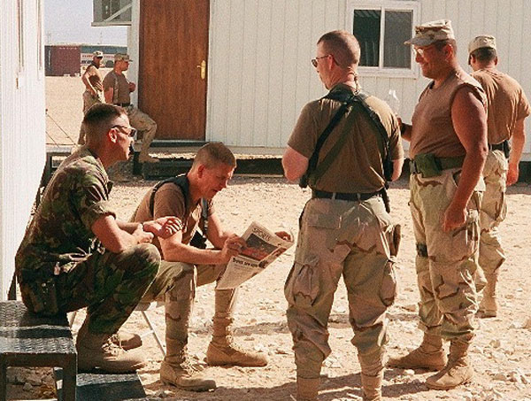 Captain Larry Cote serving in Kuwait for the Coalition Forces Land Component Command (Third Army)- Staff Judge Advocate.
