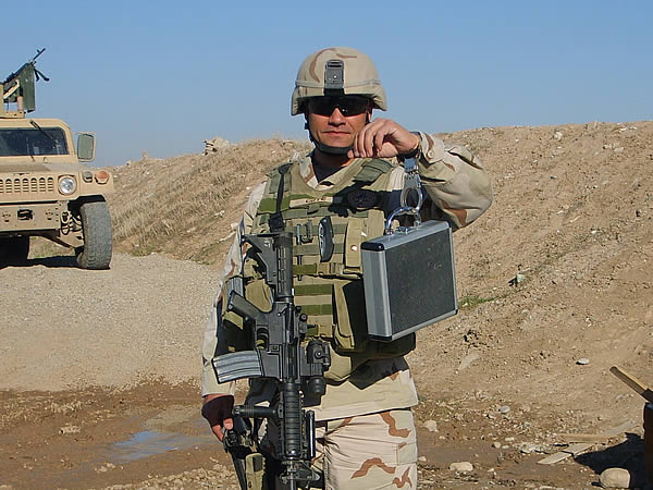 TSgt Jeffrey Cote protecting his CI Legends sample pack.