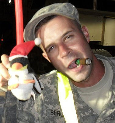"Hi my name is Sgt Joseph Bergeron and here is a picture of me with Pete. Pete is our mascot on the front of one of our trucks."