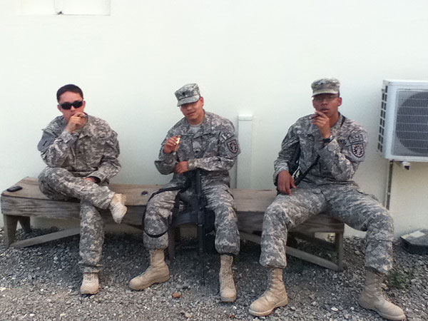 217th Finance Detachment, Afghanistan. "Just enjoying some of CI&rsquo;s best cigars after a long mission! Good times!"