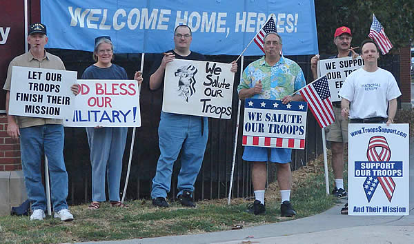 Members of the DC Chapter of FreeRepublic.com outside the Walter Reed Army Medical Center showing their appreciation to the troops.