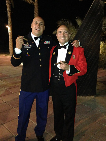 L-R: Captain Tony C. and Captain Philip P. at the MFO (Multinational Forces and Observers) Officers' Club after the Norwegian Christmas dinner in 2012.