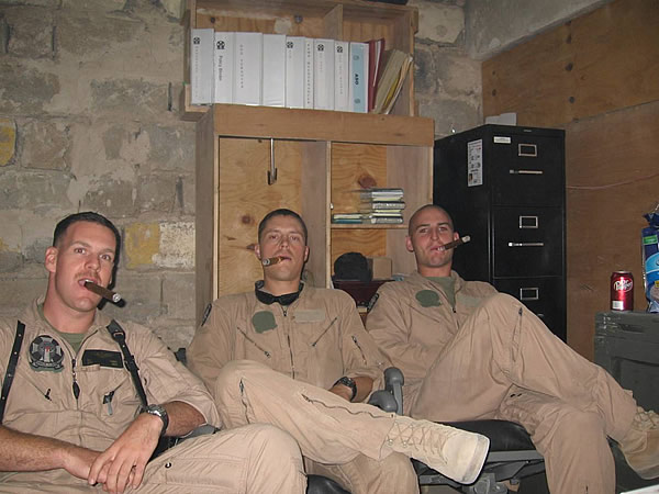 Capt. De Jesso, Capt. Thompson and Capt. Fleming of HMLA-169 in Iraq.