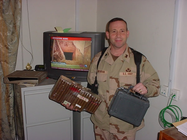 CW2 Dalrymple writes:Good morning, I have been a long time customer - being in the military, it is nice to know you all are but a click away - service has always been great. Recently, I called and ordered a care package sent to a great friend of mine in Baghdad, Iraq. It arrived yesterday, during the takedown of Sadam - The direct quote and photo from LTC Kurt Hoffmann, US Army, Engineer follows:As I stepped inside tonight from observing the gunfire style celebrations, I found a large box on my desk. I was hesitant to open it because I did not recognize the sender, "CI Fulfillment". Anyway the AT/FP guys looked it over, as did everyone else in my shop and after much encouragement, I opened it. Phil Kaufmann and Tom Dalrymple, God bless you both for this surprise. Everyone here is amazed. I am humbled.Thanks from my heart!KurtI thought I would share and inform you that you made a lot of men happy in IRAQ yesterday - although we didn&rsquo;t know it..