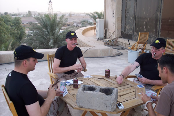 Lt Col Dates and the guys in the Air Force House, Camp Victory, Iraq playing Spades.