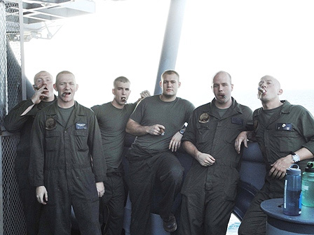 Some of the Marines on 22nd MEU enjoying a smoke break.