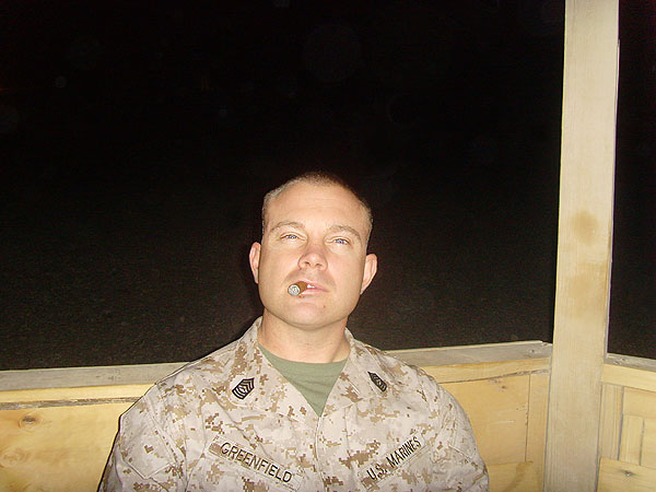 "Here is a picture of me in Afghanistan enjoying a delicious Drew Estate Natural (Root) on a beautiful 105 degree night."  - MSgt Victor Greenfield