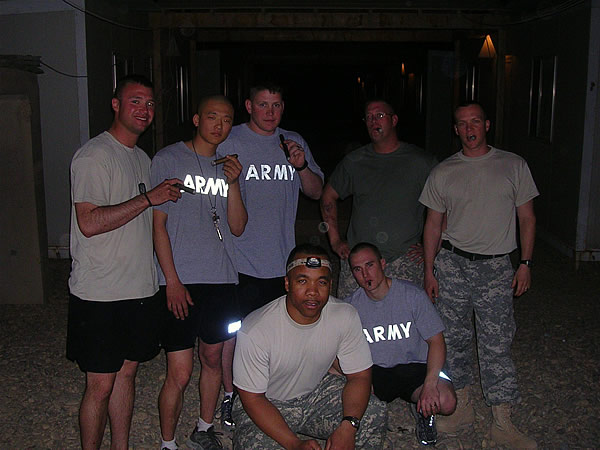 Eco 1-1 ARB enjoying CI finest at COB Speicher, IraqFrom left to right: SPC Thompson, SPC Butto, SGT Miller, SGT Peebles, SGT Stallings, SGT Church, and CPT Richardson.