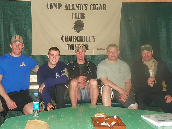 The Motor Pool Gangsters enjoying a relaxing Cigar in Churchill&rsquo;s Bunker Camp Alamo. "...you have been keeping us supplied with lots of cigars and cigar paraphernalia and we truly appreciate the outstanding and fast service that you have provided..."