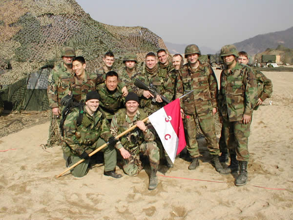 The boys of company C, Charlie Troop, 3rd Squadron, 6th U.S. Cavalry, LZ Tom, Korea, March 2004.