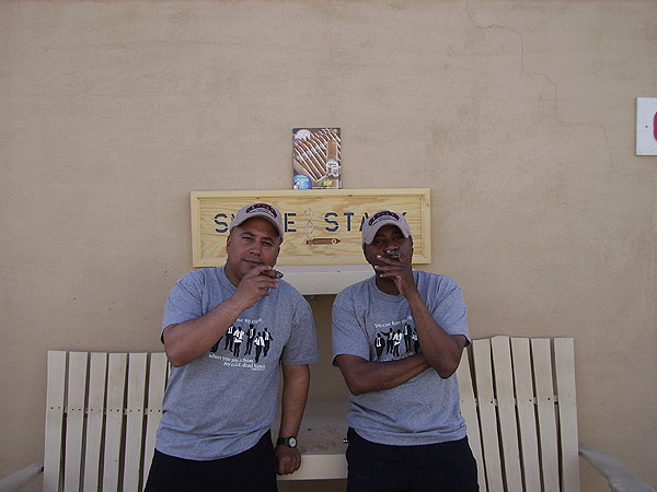 CSM Littlejohn and SFC Barker enjoying a Blondie in Afghanistan. "A time to relax at the &rsquo;Smoke Stack.&rsquo;"